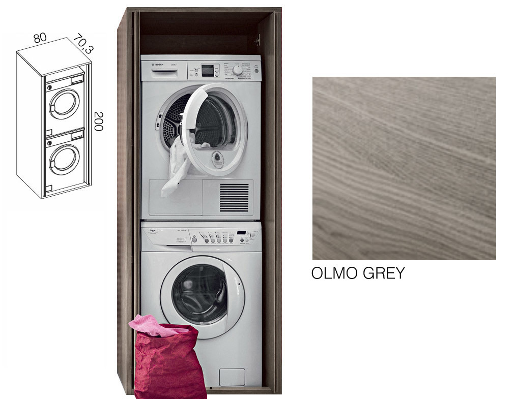 Birex Colonna porta lavatrice/asciugatrice - Olmo grigio - Mobili Lavanderia